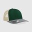 Gorra trucker 6 paneles "inicial relieve" color verde botella-gris mezcla-beige